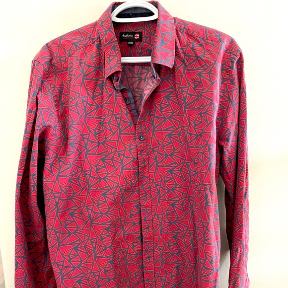 Long sleeves geo printed shirt, large (16.5) - Picture 1 of 4
